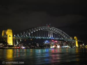 Harbor bridge at night